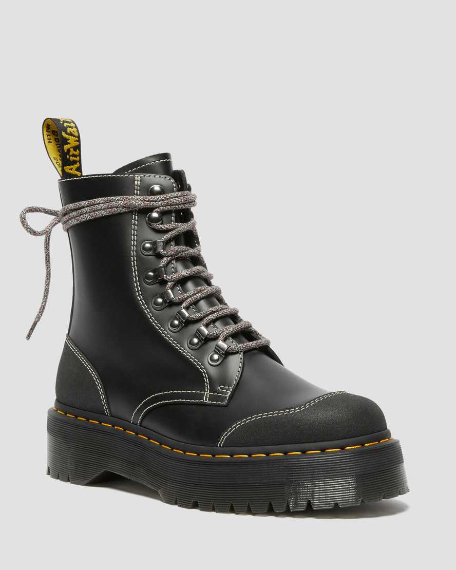 Dr. Martens Moreno Bex Smooth Lær Platform Støvler Dame Svart [3904LFWUG]